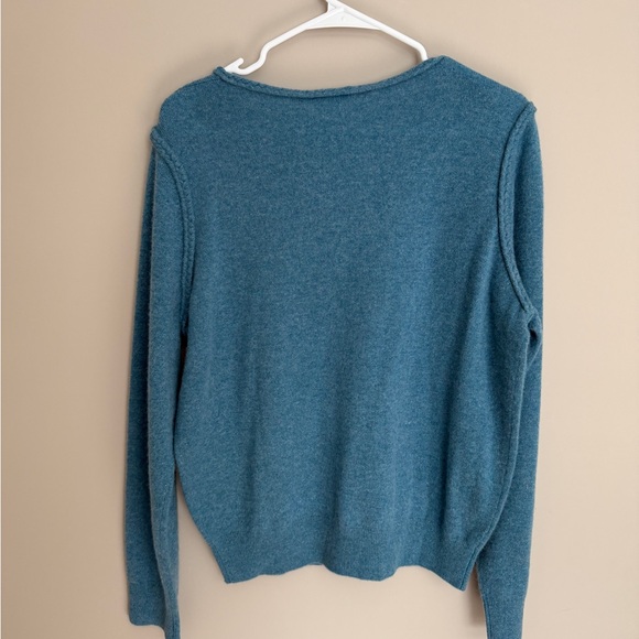 NWT Garnet Hill Braided Cashmere Sweater in Slate Blue - Picture 9 of 9